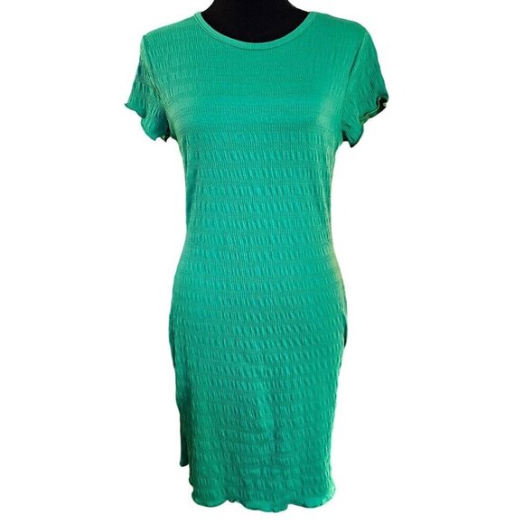 Heart Hips Green Textured Short Sleeve Mini Dress - Picture 1 of 5